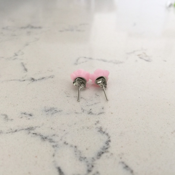 Baby Pink Rose Stud Earrings - Picture 2 of 2